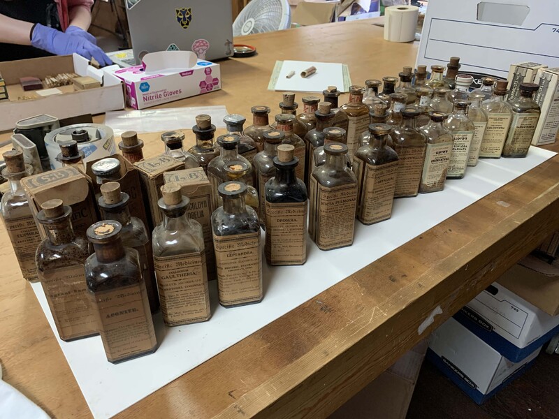 Collection of 49 Loyd Brothers bottles of different medicines.